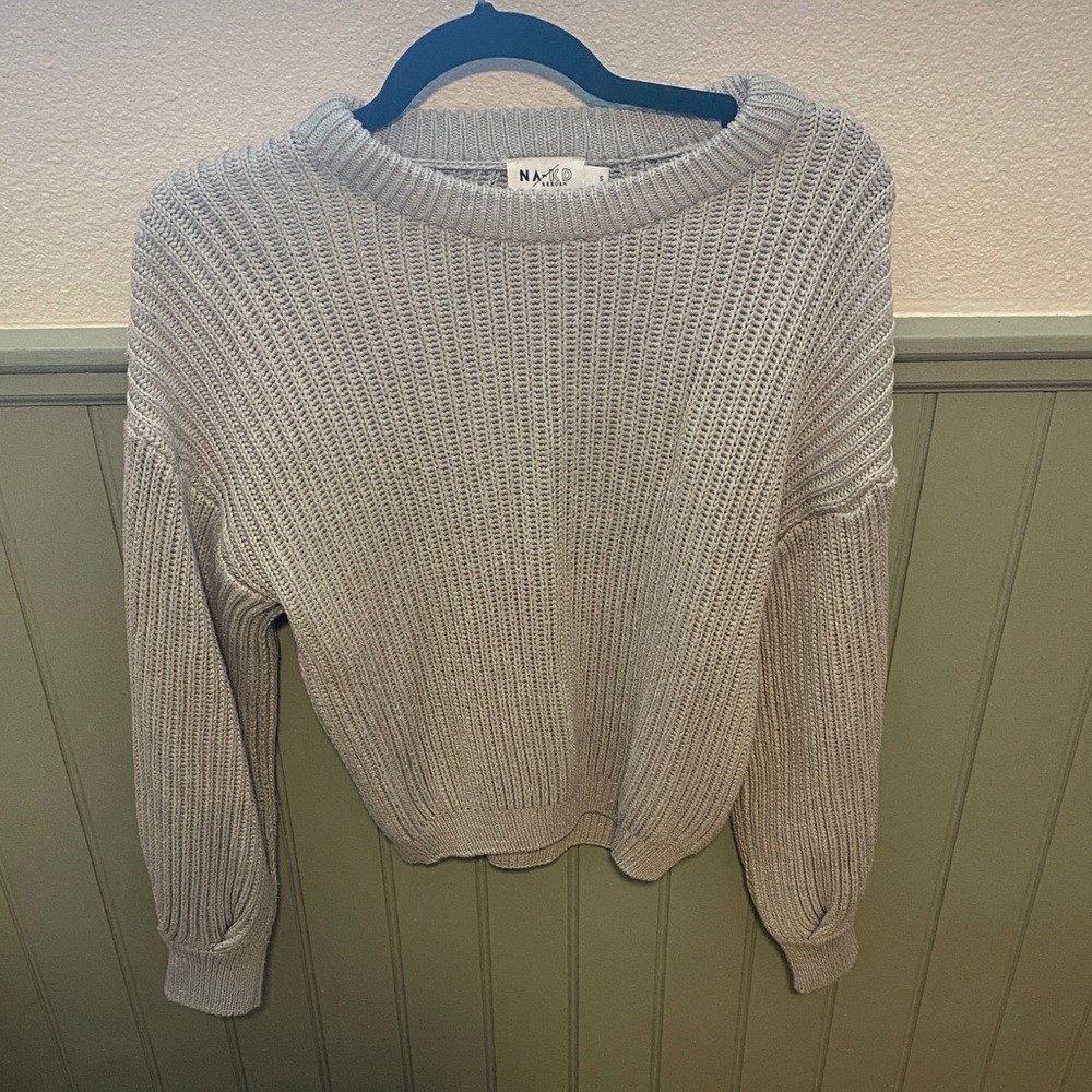 NA-KD Women's Gray Crew Neck Sweater